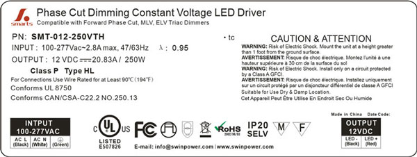 led power supply 250w 