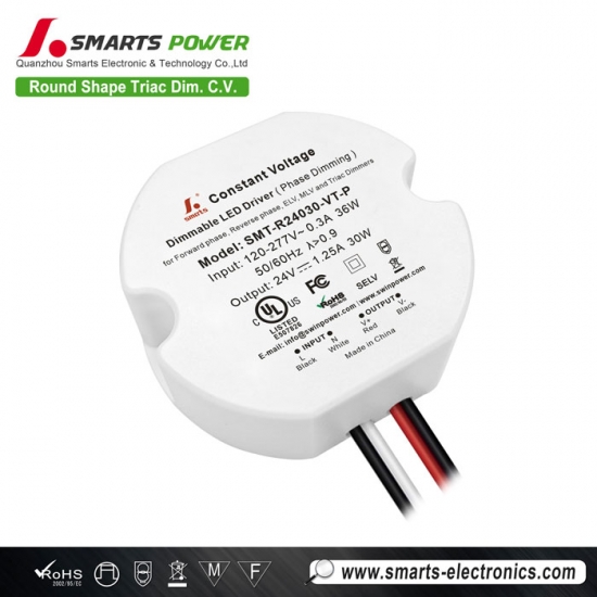 Fuente de alimentación LED de 24 V para tiras de luz LED.