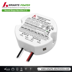 mejor Fuente de alimentación de controlador LED redondo de corriente constante ajustable de 20W y 250–700mA para interiores