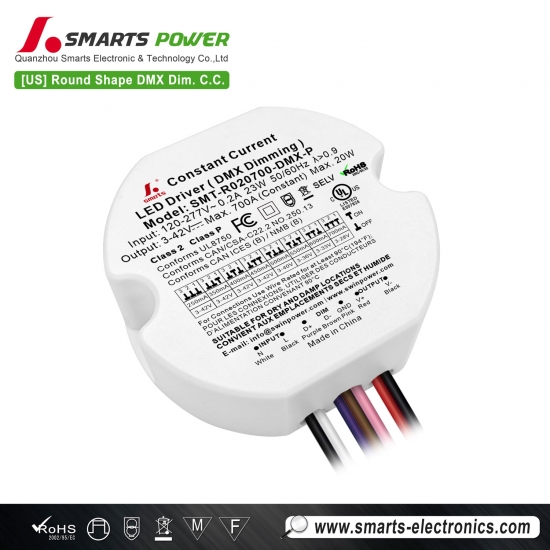 mejor Controlador LED redondo de corriente constante regulable DMX512 de 20W para iluminación de acentos en fachadas