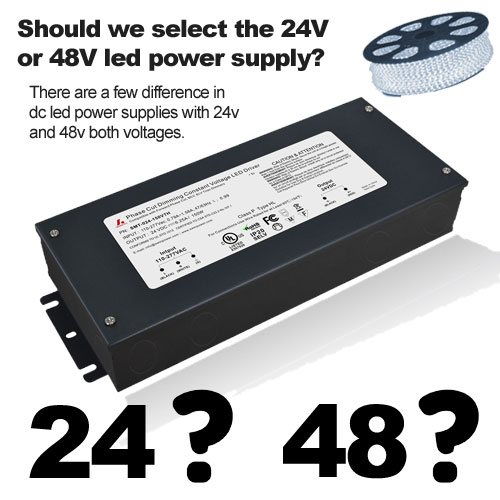¿Deberíamos seleccionar la fuente de alimentación de led de 24V o 48V?