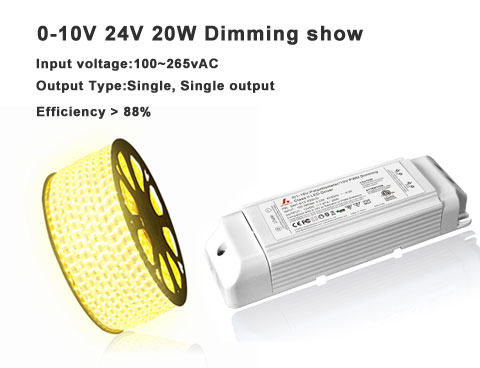  0-10v atenuación show-  El introducción de 24v  20W controlador led de voltaje constante